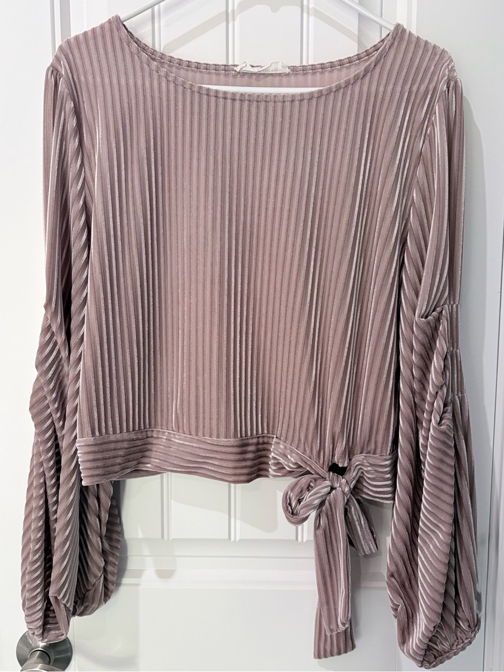 American Threads Pleated Long Sleeve Blouse